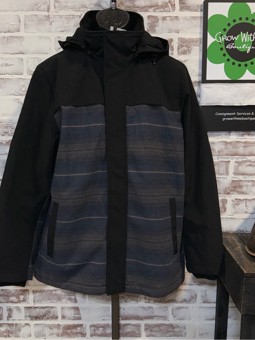 Pendleton Black and Navy Hooded Raincoat